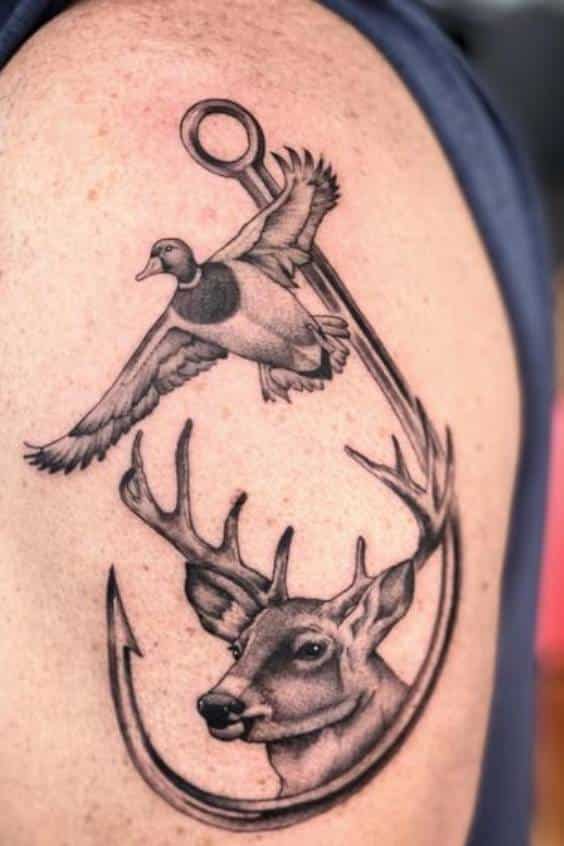 Duck and Deer Minimalist Hunting Tattoos