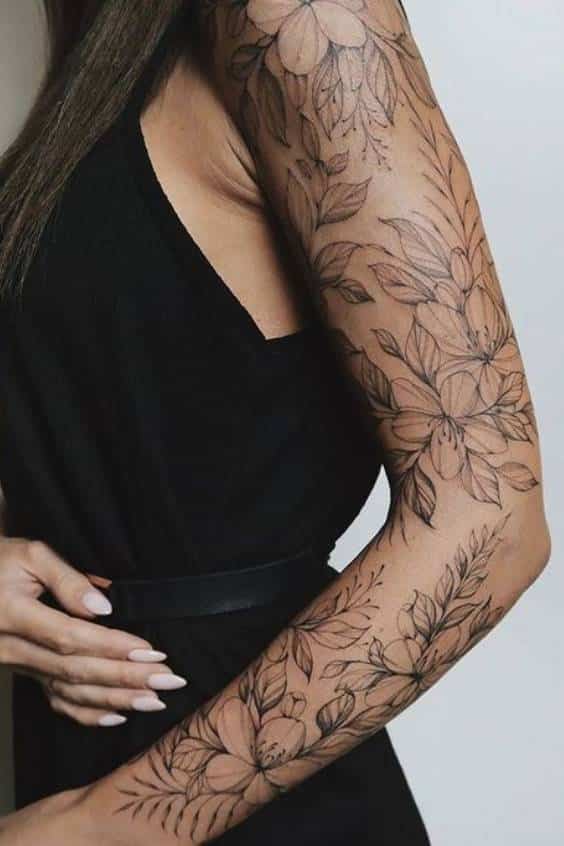 Floral tattoo sleeve, Feminine tattoo sleeves