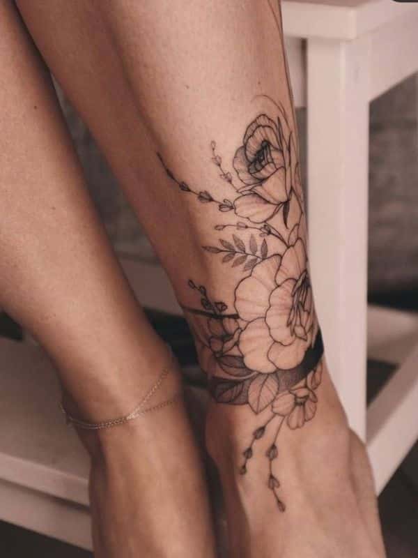 Rose and Leaf Tattoo
