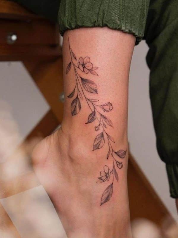 Floral and Leaf Tattoo