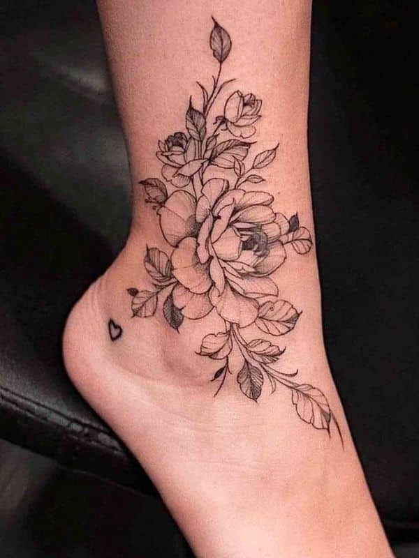 Beautiful Rose Ankle Tattoo