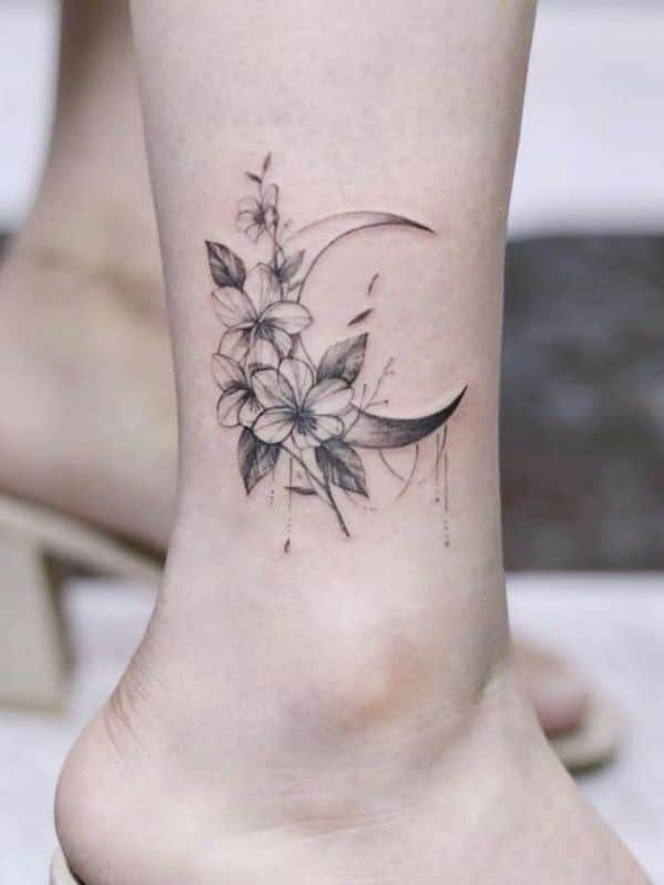 Lilly with Moon Tattoo on Ankle