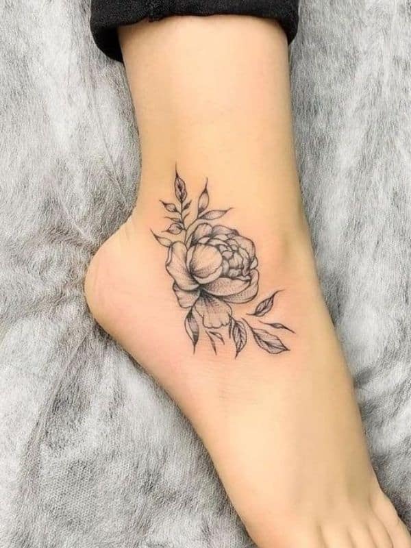 Floral Tattoo on Side Ankle