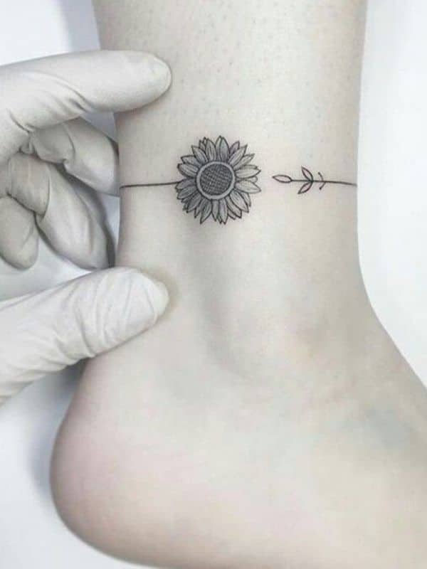 Sunflower Ankle tattoo