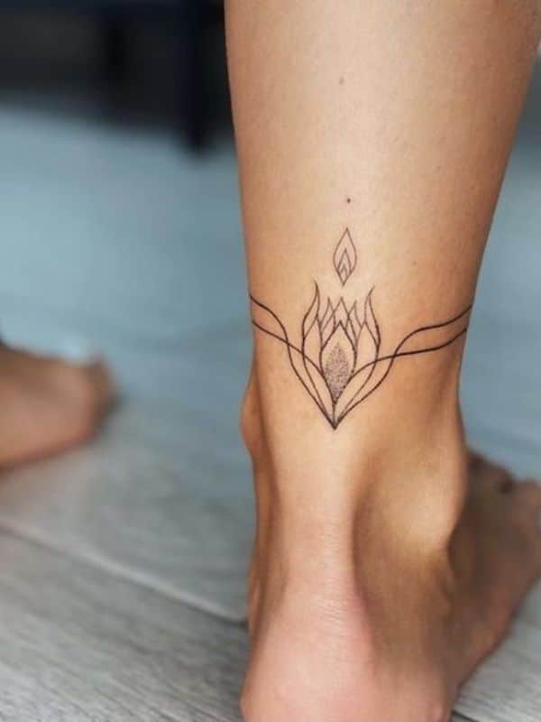 Tulip Floral Ankle Tattoo