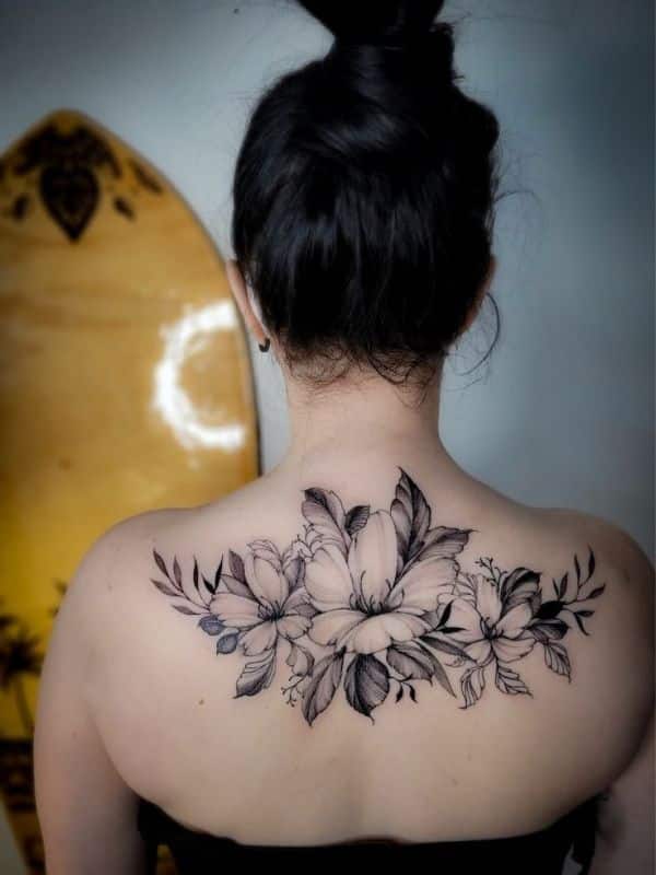 Floral Back Shoulder Back Tattoo