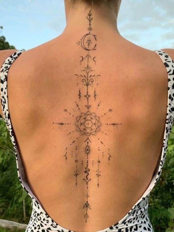 Geometric Spine Tattoos