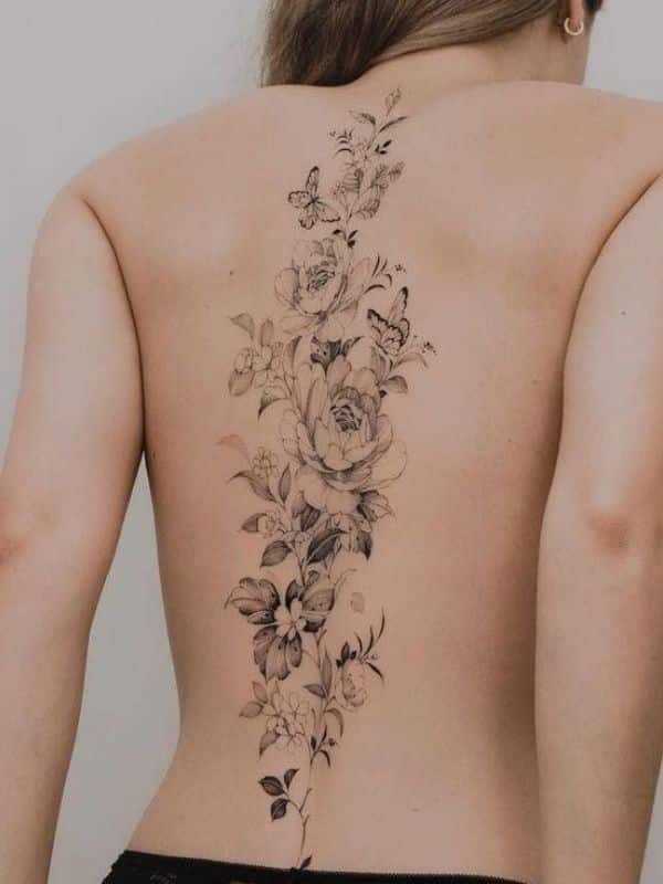 Neat and Clean Floral Back Tattoos