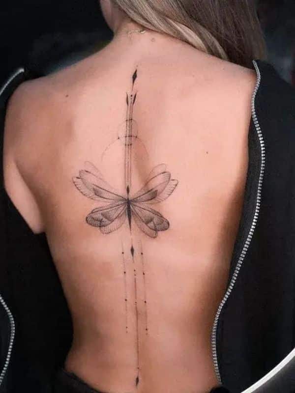 Butterfly Wings with spine lines Tattoo