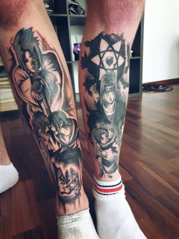 Sasuke & Itachi Uchiha Tattoo leg