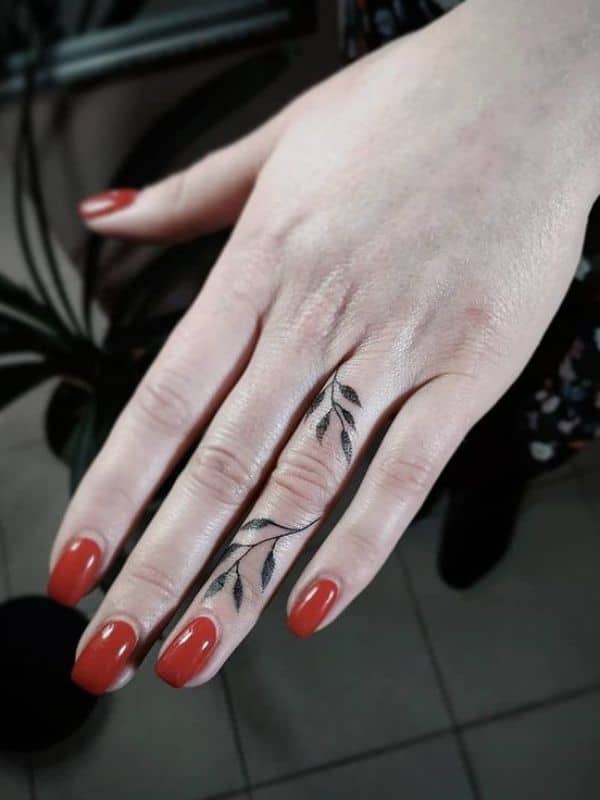 Middle Finger Leaf Tattoo
