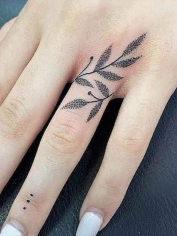 Leaf Tattoos on Finger