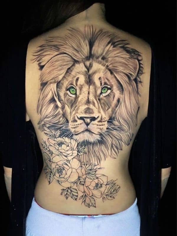 Full Back Lion Tattoo