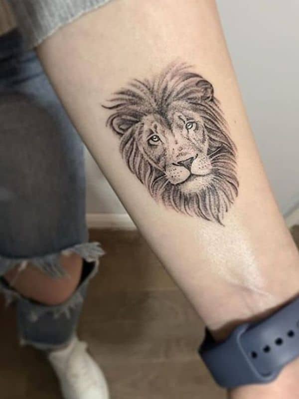Lion Face Tattoo on Arm