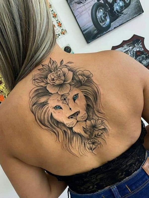 Elegant Lion Tattoo on Back