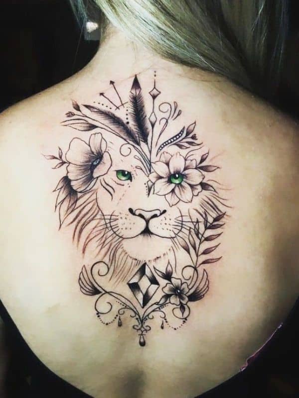 Baby Lion Tattoo on Back