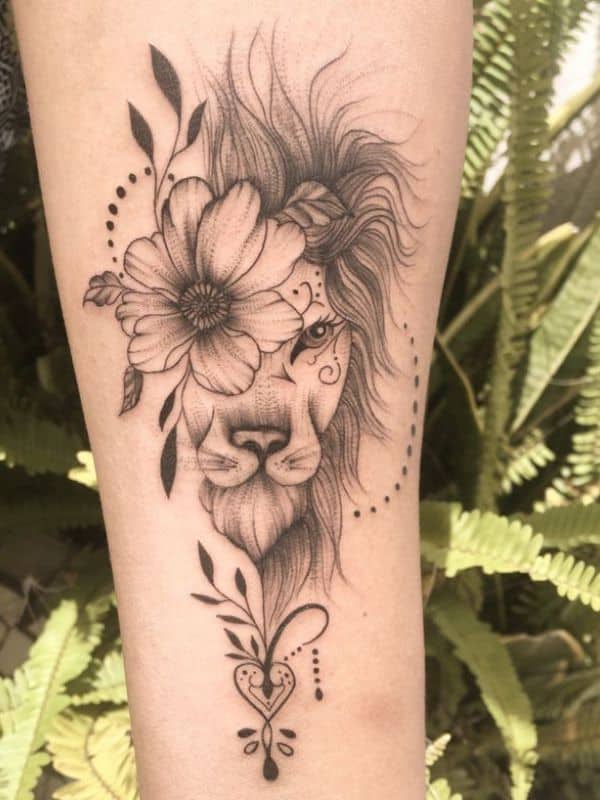 Floral Lion Tattoos