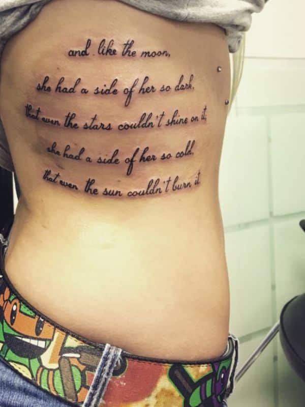 Meaningful Quote Tattoo on Side Belly