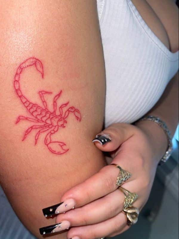 Red Scorpion Tattoo on Forearm