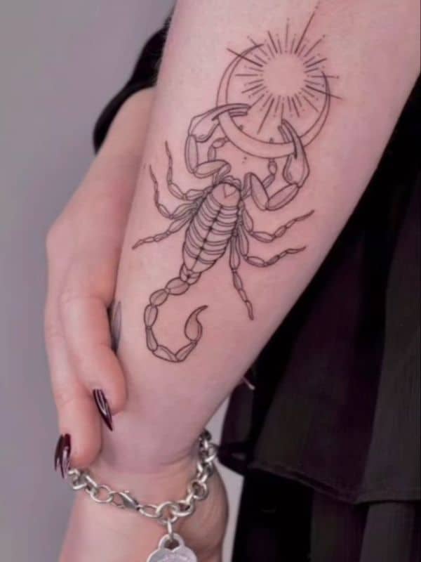 Scorpion Tattoo with Moon