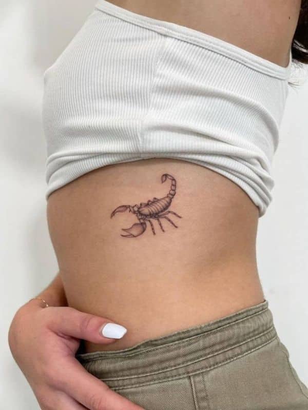 Scorpion Tattoo on Side Belly