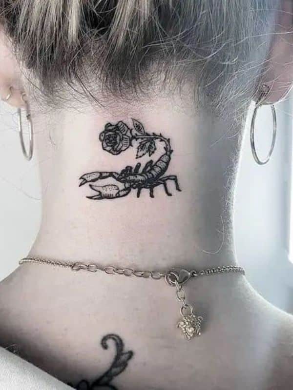 Scorpion Tattoo on Back Neck