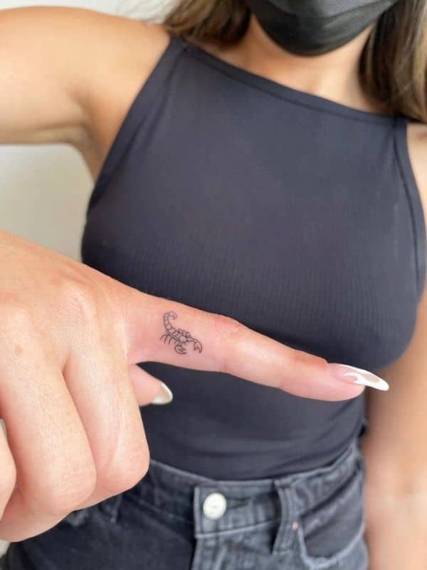Small Scorpion Tattoo on  Finger