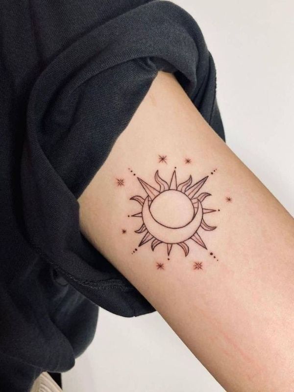 Moon and Sun Tattoos on Side Arm