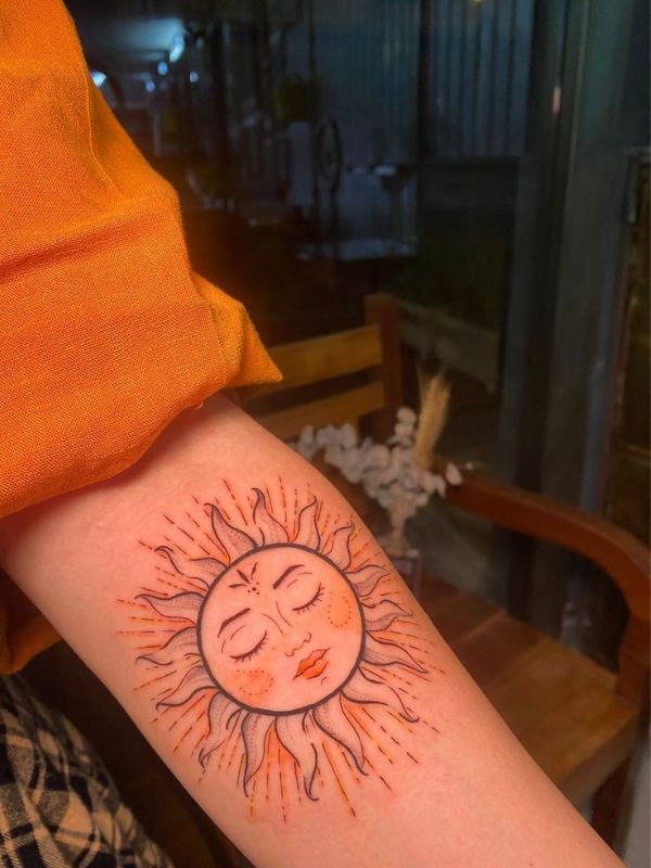 Shinning Moon and Sun Tattoos