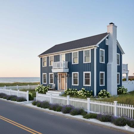 Elegant Coastal Home with Classic Navy
