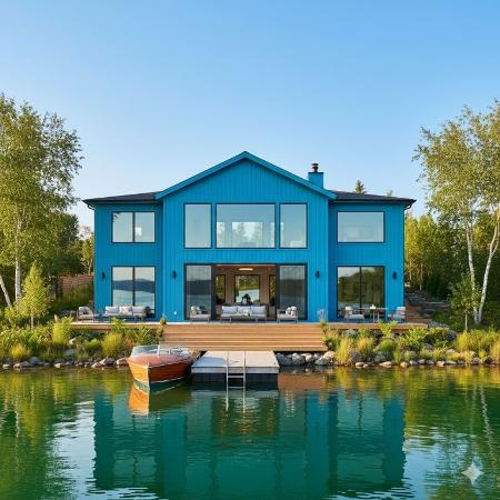 Vibrant Lakehouse in Cerulean Blue